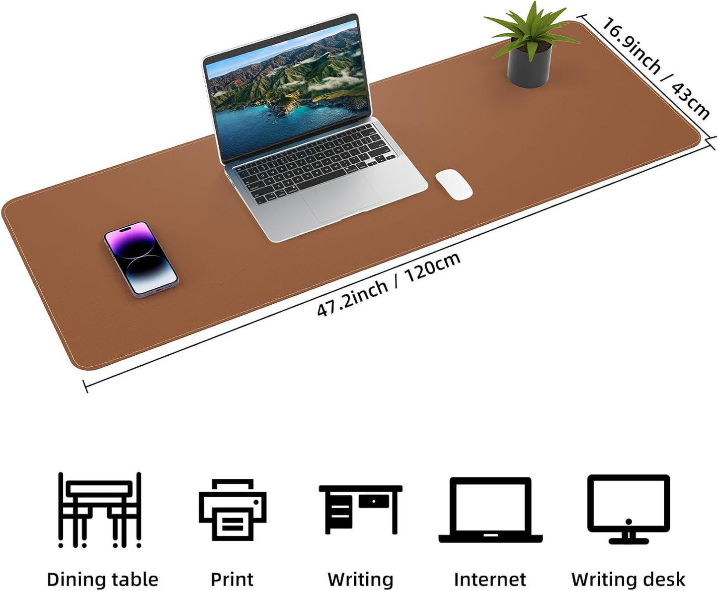AFIING Large Desk Mat 47" x 17", Dual-Sided Natural Cork & PU Leather Desk Pad, Non-Slip Waterproof Mouse Pad for Office, Home & Gaming, Black