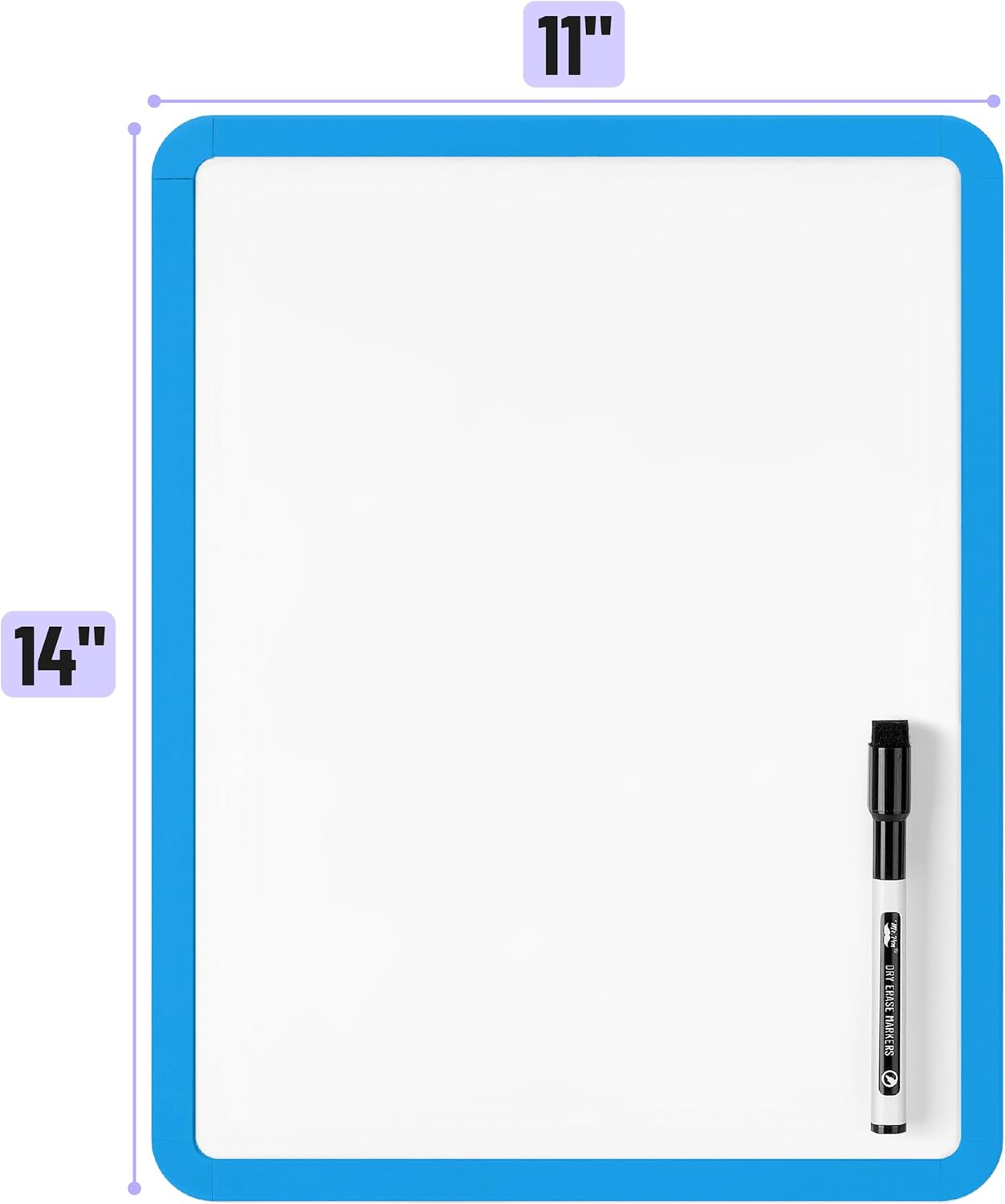 Mr. Pen- Dry Erase Board, 14” x 11” with a Black Dry Erase Marker, White Frame, Small Mini White Board for Students, Fridge, Wall, Locker, Includes Double Sided Tapes