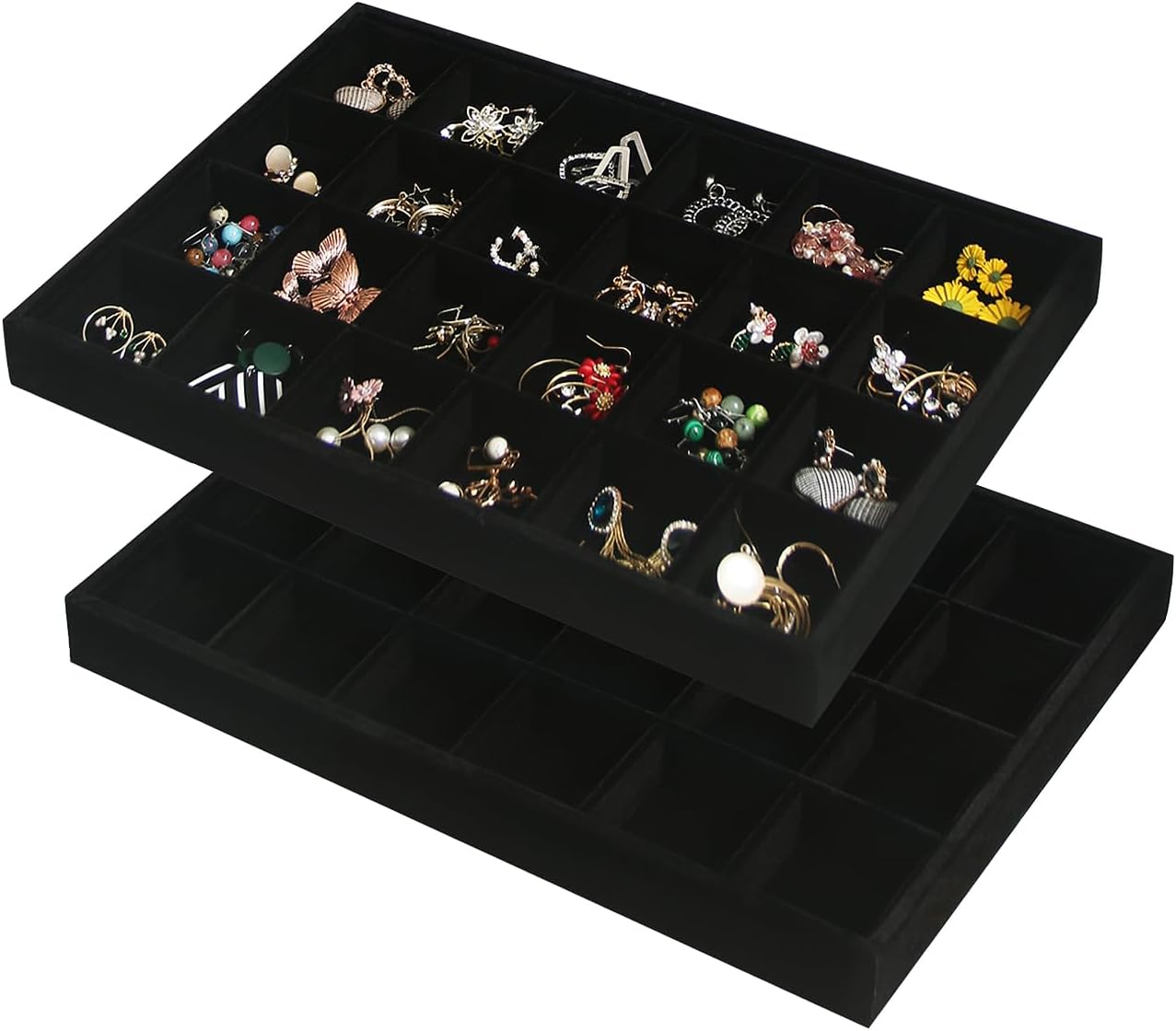 Coward Sunglass Organizer, Beige Velvet Glasses Trays - Eyeglasses Watches Jewelry Display - Men Women (8 Grids)