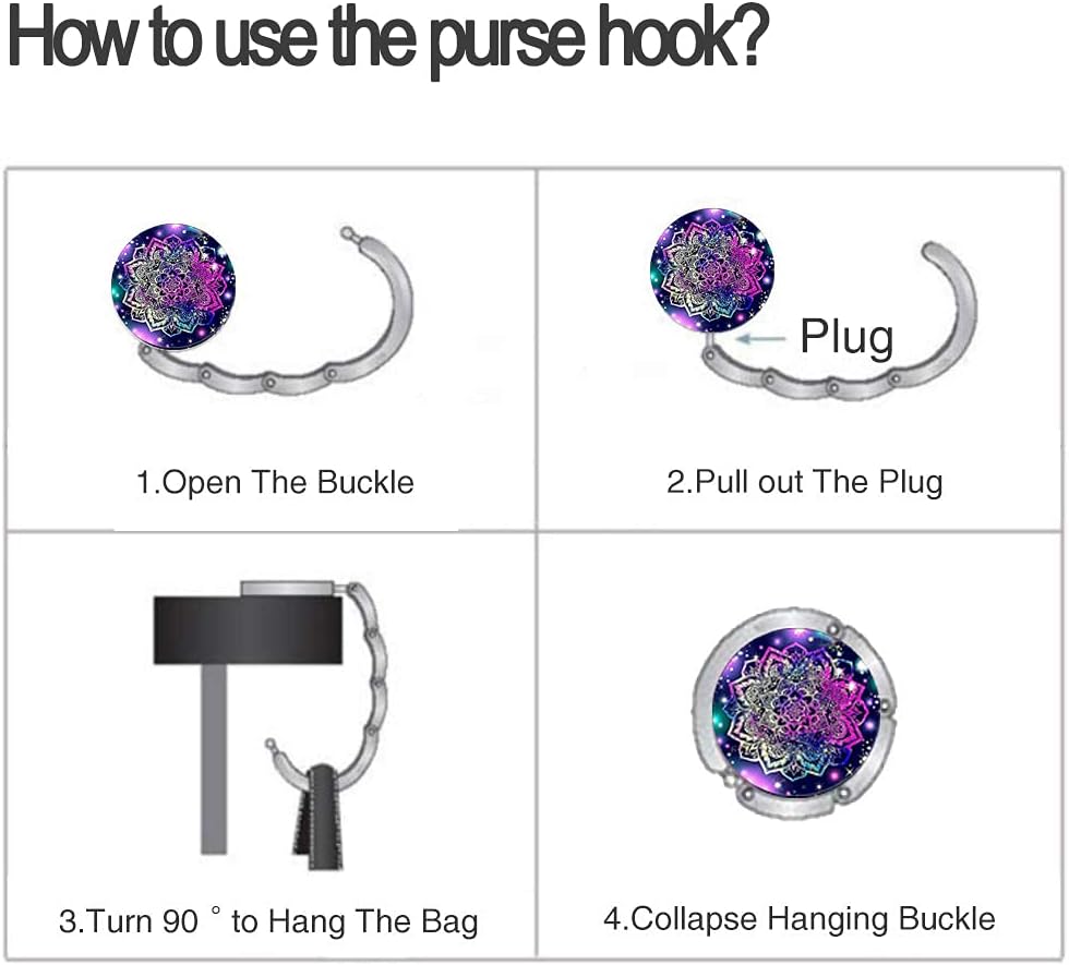 Bosketo Foldable Purse Hook Womens Bag Table Hanger Collection Desk Hooks for Purse (3pack Pretty Floral Hook)