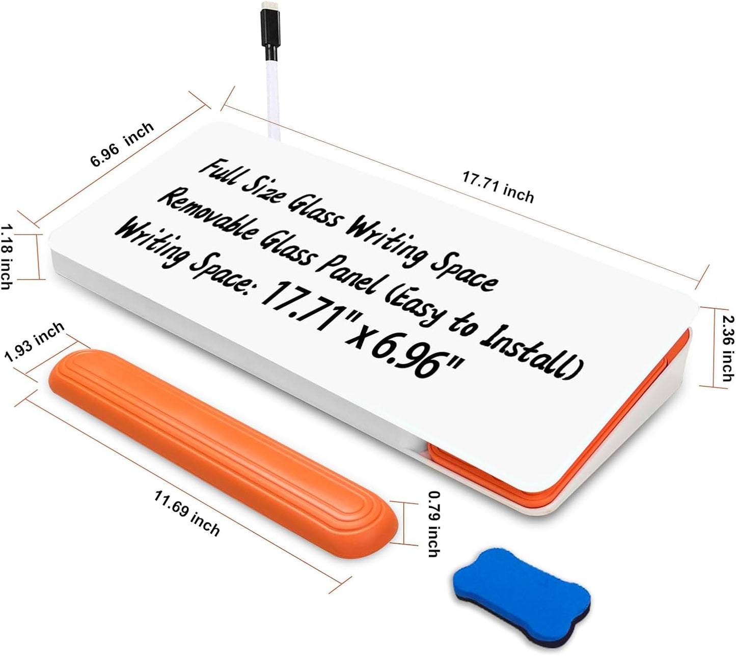 Desk Whiteboard Dry Erase Glass Desktop Whiteboard with Calculator, Desk Board with Keyboard Stand for Office or School
