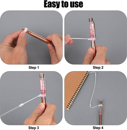 10pcs Pen Lanyards, Elastic Lanyard Tether with Silicone Rings Retractable Stylus Tether Clipboard Pen Strap Tablet Holder Anti-Lose Leash for Tethering Stylus to Touchscreen