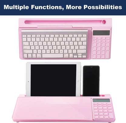 TSJ OFFICE Small Desktop Whiteboard -Glass Dry Erase Board Computer Keyboard Stand White Board Surface Pad with Drawer, Desk Organizers with Accessories for Office, Home, School Supplies - White