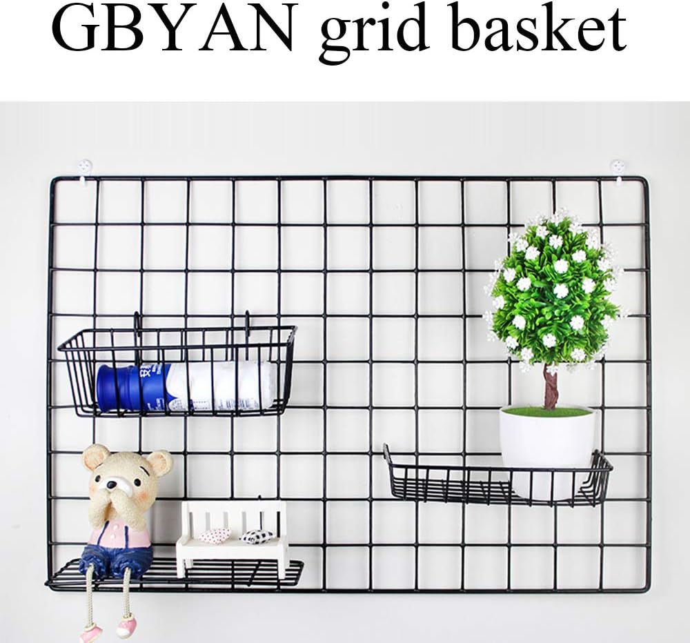 Wall Grid Accessories Wire Grid Baskets Shelf Organizer for Grid Panel Board, 2 Pack