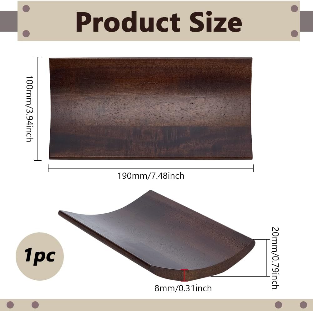 FINGERINSPIRE Wooden Pen Tray 7.48x3.94 Inch Pens Display Holder Arch Shape Walnut Wood Pen Tray Coconut Brown Wooden Pens Desk Organizer for Writing Tools Pencils Office Stationery Desk Decoration