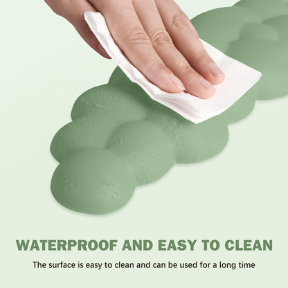 Keyboard Wrist Rest Pad Set, Leaf Shape PU Leather Memory Foam Wrist Cushion Support,Mouse Wrist Rest Pad,Non-Slip Wrist Support for Easy Typing Pain Relief, Green Leaf
