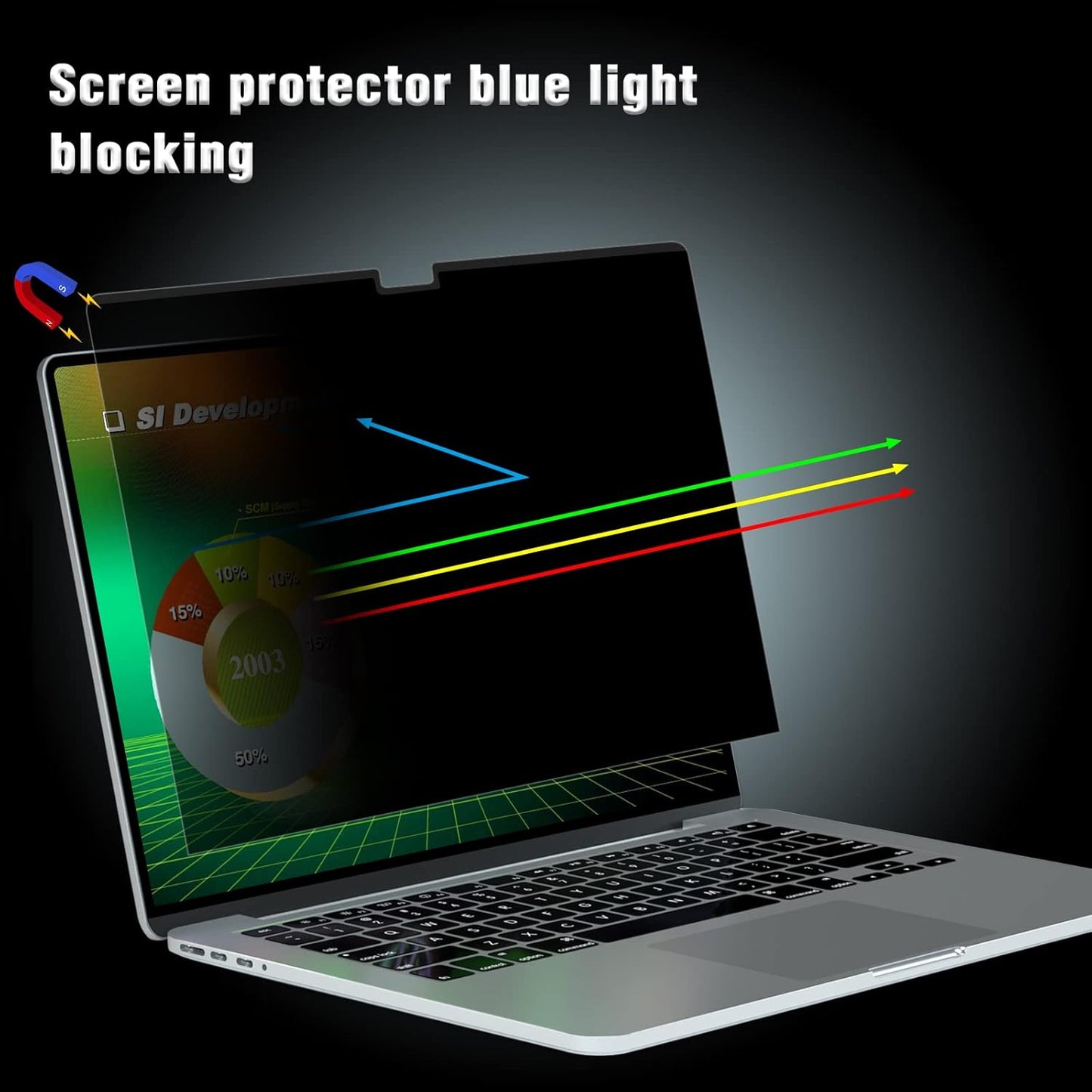 PYS Magnetic Laptop Privacy Screen Filter 15.6 Inch 16:9 - Detachable Computer Screen Privacy Shield, Anti-Glare Blue Light, Removable 15.6" Screen Protector for Lenovo, HP, Dell, Acer, ASUS