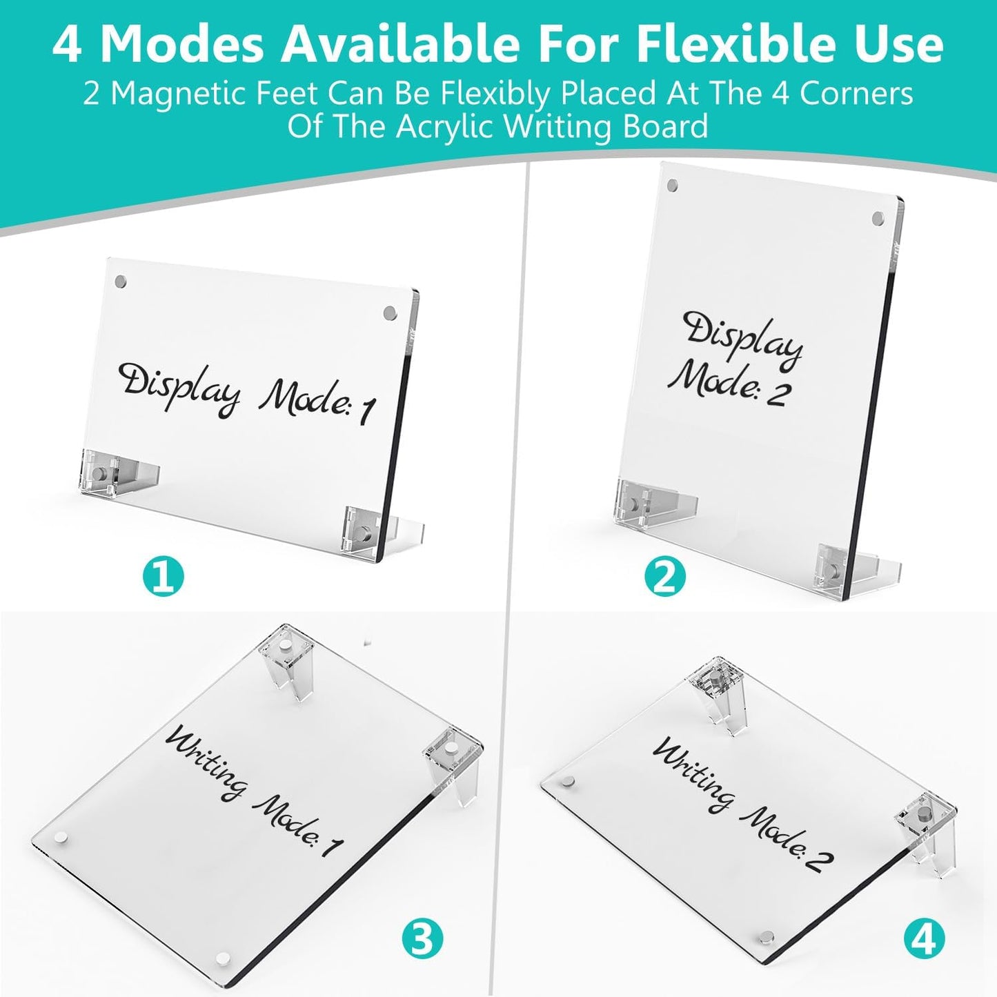 2PCS Clear Acrylic Weekly Dry Erase Board Desktop, 8x6 Small Magnetic Whiteboard with Stand for Table Calendar Memo Board for Fridge, Office, School, Home