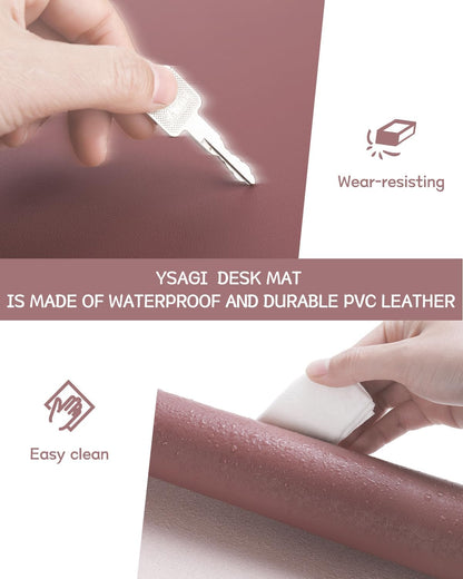YSAGi Non-Slip Leather Desk Pad, Waterproof Laptop Computer Desk Keyboard Mat, Table Protector Blotter Mat, Large Mouse Pad for Office/Work/Home/Decor(Black, 31.5" x 15.7")