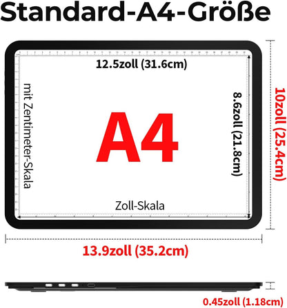 Zocelight Rechargeable A3 Light Board with Built-in Stand & Bag,Super Bright Magnetic Light Box for Tracing,Wireless Light Pad for Diamond Painting,Side Buttons,LED Light Table for Drawing,Sketching