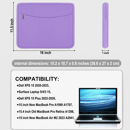 Laptop Sleeve Case 14 inch, Shockproof Protective Laptop Cover Briefcase Carrying Computer Bag with Accessory Pocket Portable Computer Sleeve for 14" MacBook, HP, Dell, Lenovo, Acer, Black