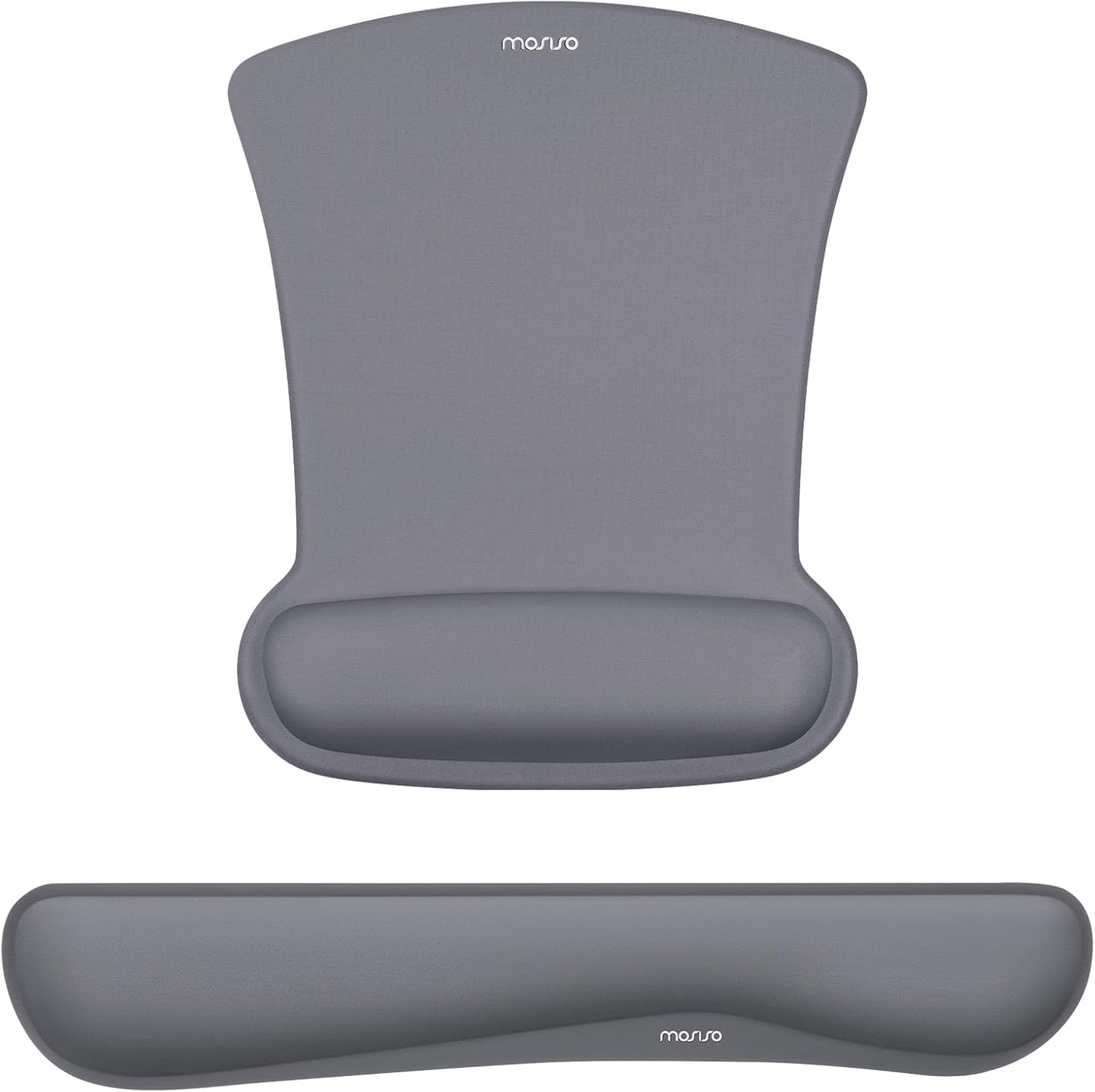 MOSISO Wrist Rest Support for Mouse Pad & Keyboard Set, Ergonomic Mousepad Non-Slip Base Home/Office Pain Relief & Easy Typing Cushion with Neoprene Cloth & Raised Memory Foam, Black