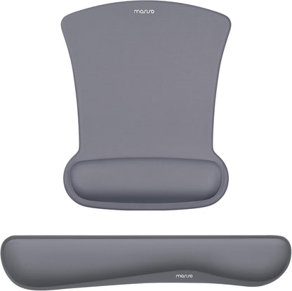 MOSISO Wrist Rest Support for Mouse Pad & Keyboard Set, Ergonomic Mousepad Non-Slip Base Home/Office Pain Relief & Easy Typing Cushion with Neoprene Cloth & Raised Memory Foam, Black