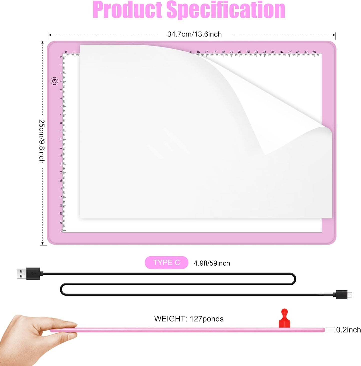 comzler A4 LED Light Board, 3 Level Dimmable Brightness USB Power Artcraft Light Table for Tracing, Light Drawing Sketch Pad for Animation, Sketching, Drawing, Stenciling, Artists - Black