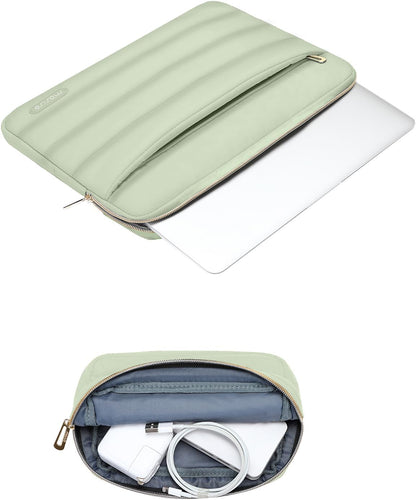 MOSISO Laptop Case 13.3 inch,13-13.3 inch Puffy Laptop Sleeve Compatible with MacBook Neo/Air 13.6 M5 M4 M3 M2 M1/Pro 13/14,HP Dell ASUS Lenovo,Polyester Horizontal Bag with Small Case, Sand