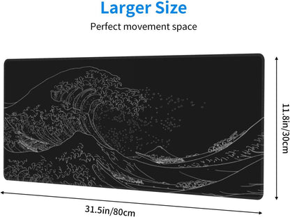 Japanese Mouse Pad, Large Japanese Desk Mat, XL Anime Gaming Keyboard Mat, Non-Slip Rubber Base, Big Extended Desk Protector for Home Office, 31.5”x11.8”