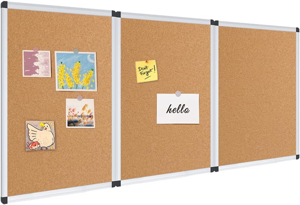 VIZ-PRO Cork Notice Board, 36 X 24 Inches, Silver Aluminium Frame