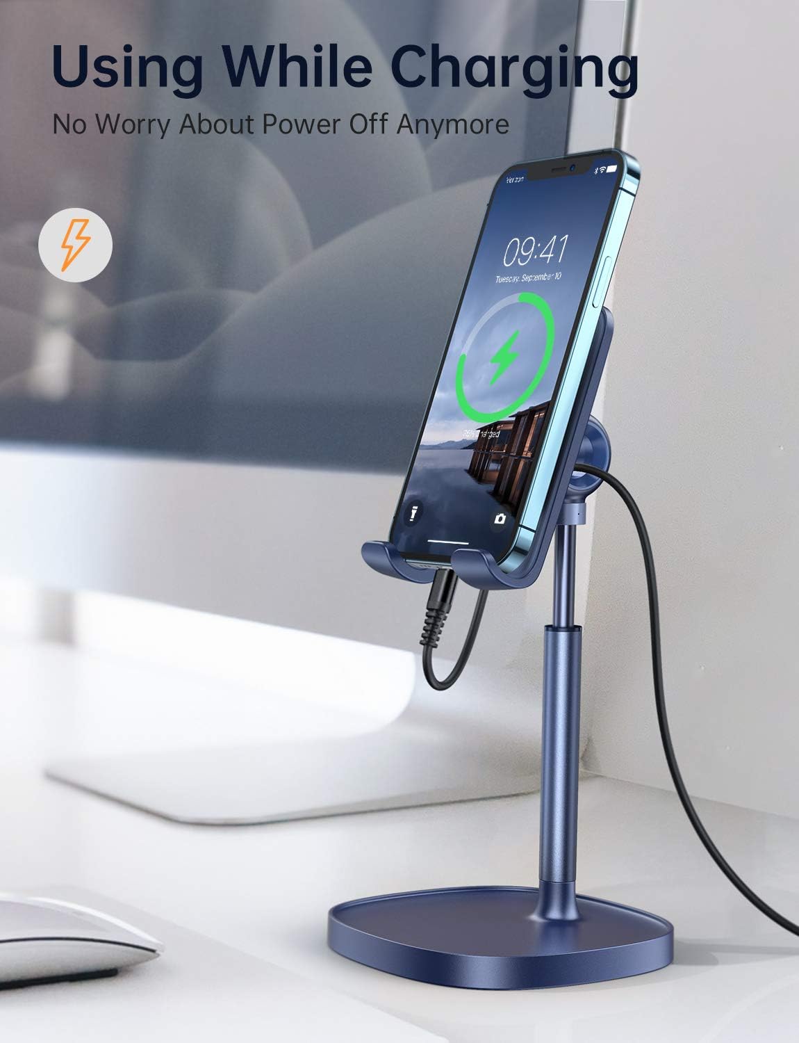 LISEN Cell Phone Stand Phone Holder for Desk Office Decor, Office Desk Accessories Women PC Gaming Essentials iPhone Stand Gadgets Men Gift for Father Fit OtterBox Case Switch iPad Air Tablet 4-10 in