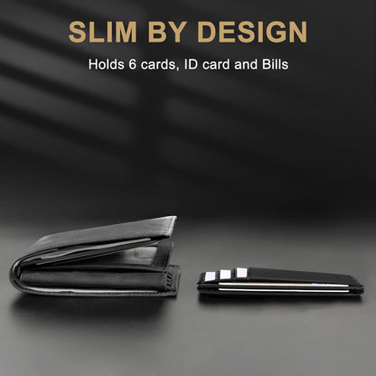 Travelambo Slim Wallet Front Pocket Minimalist Leather RFID Blocking Medium Size