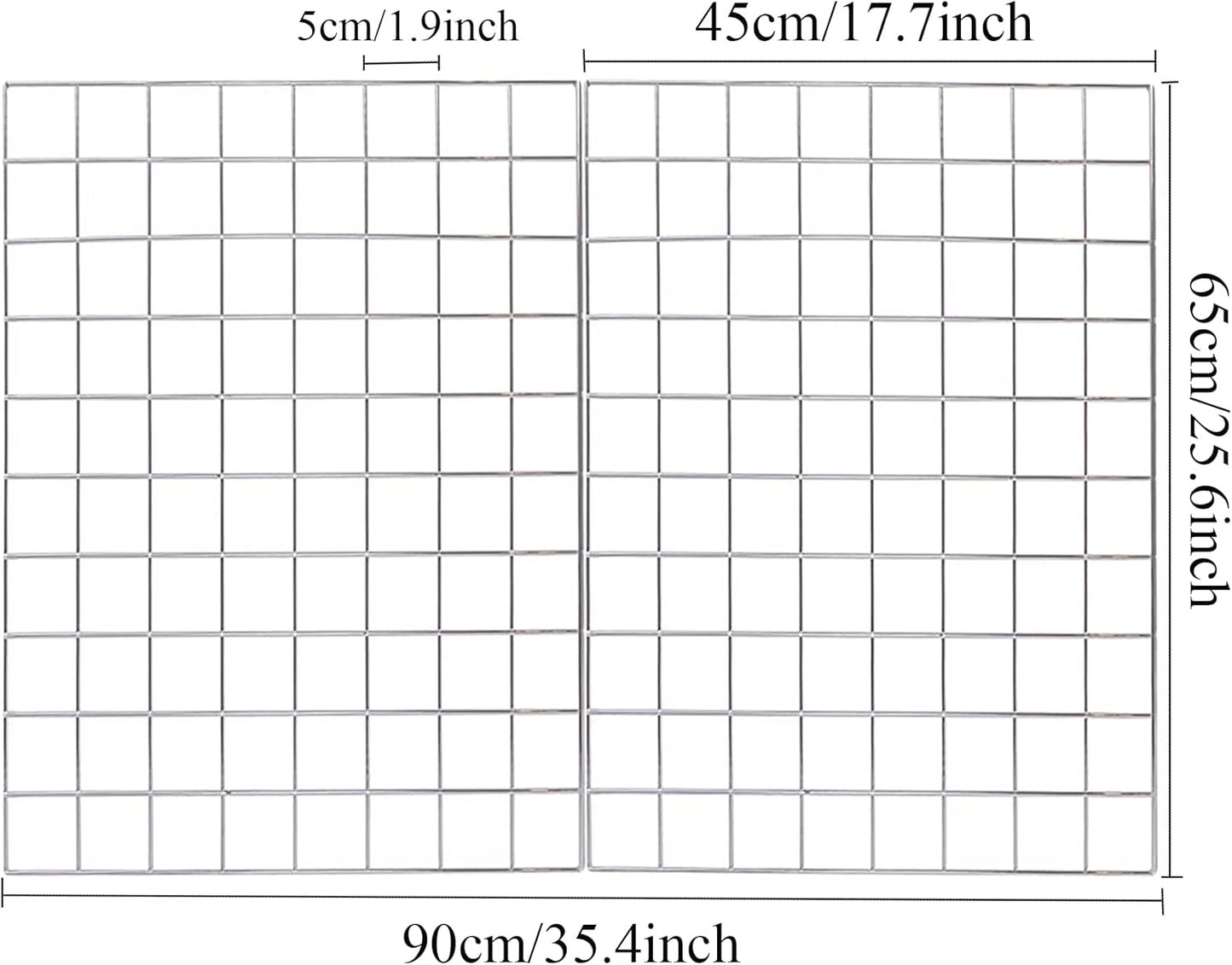 2 Pack Large Wall Grid Panels with Light and Clips, Photo Display Board, Picture Frame Collage Board, Wire Grid Wall Panel Room Decoration,Black