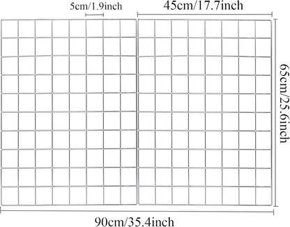 2 Pack Large Wall Grid Panels with Light and Clips, Photo Display Board, Picture Frame Collage Board, Wire Grid Wall Panel Room Decoration,Black