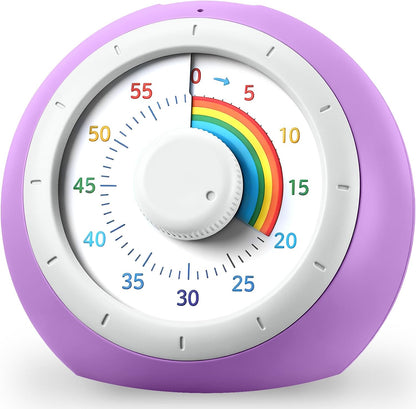 Visual Timer for Kids, 60-Minute Silent Countdown for Classroom, Home, Office, Kitchen, Rainbow Pattern Desk Timer, Time Management Tools with Silent Operation, Pomodoro Timer (Green)