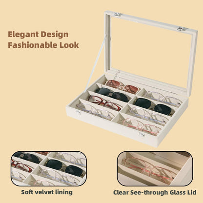 Glasses Holder Box Drawer Sunglass Organizer for Men Clear Storage Case 8 Slot Multiple Reading Glasses Display