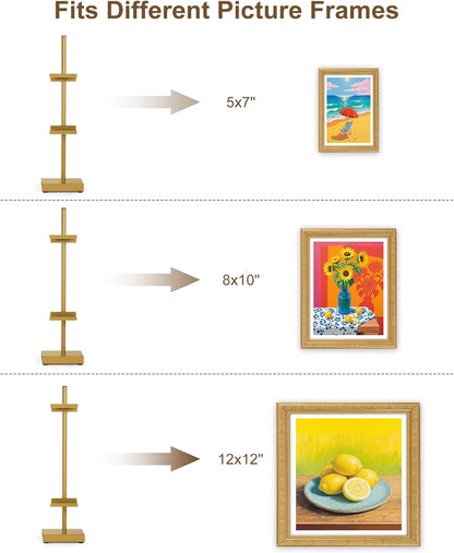 Adjustable Tabletop Easel Stand, Picture Easels for Display Up to 17" H, Gold Metal Picture Frame Holder Stand Table for Art, Photo (1 Pack)
