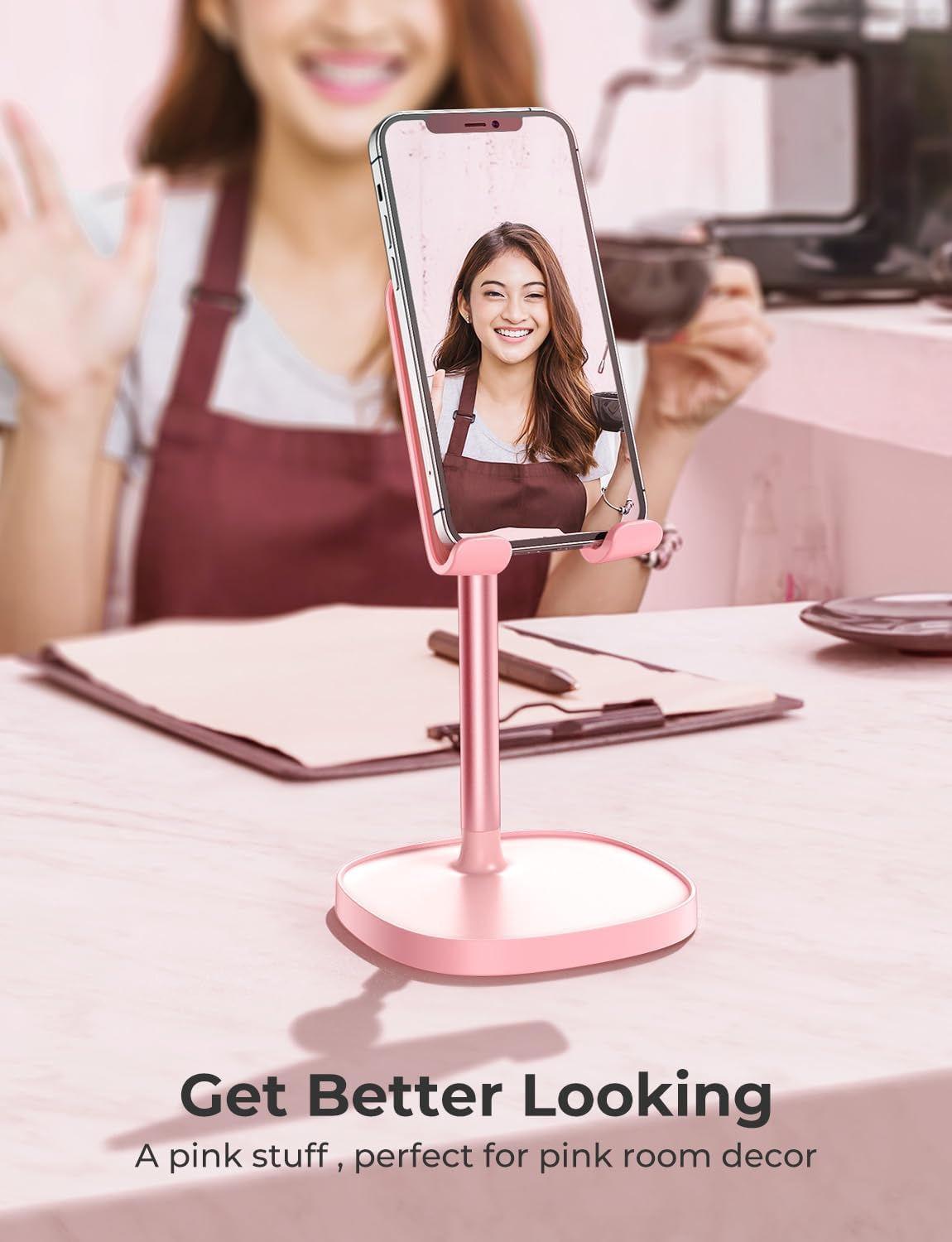 LISEN Cell Phone Stand Phone Holder for Desk Office Decor, Office Desk Accessories Women PC Gaming Essentials iPhone Stand Gadgets Men Gift for Father Fit OtterBox Case Switch iPad Air Tablet 4-10 in
