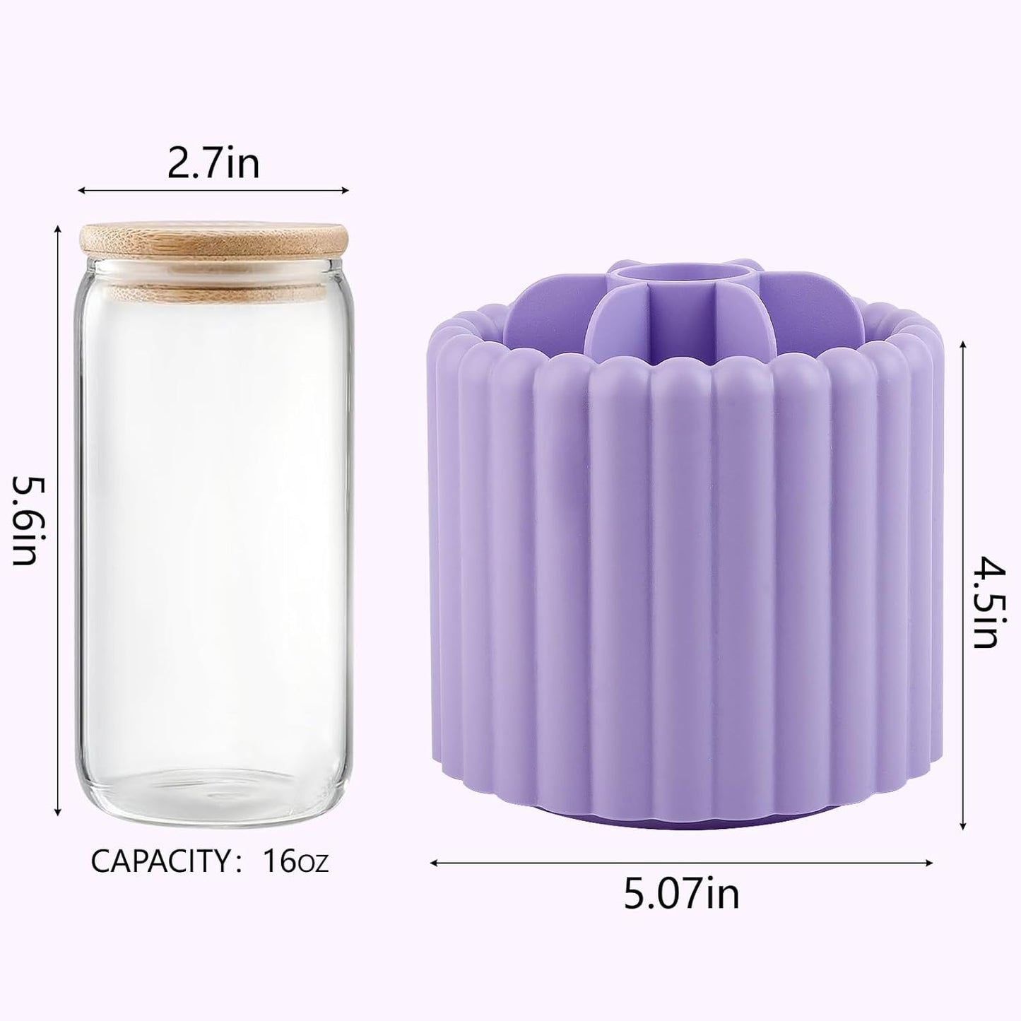 Anyoifax 360 Rotating Makeup Brush Holder 7 Slots Make Up Brush Organizer Removable Spinning Cosmetic Brushes Storage Pen Holder for Vanity, Dresser, Desk, White