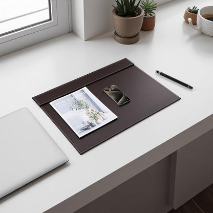 KINGFOM Ultra-Smooth PU Leather Desk Pad & Mat Office Desk Drawing & Writing Board A3/ A4 File Paper Clip Table Protector Mat on Top Large 24''x18'' (Black)