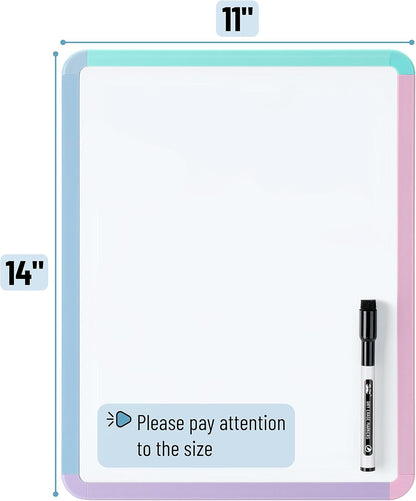Mr. Pen- Dry Erase Board, 14” x 11” with a Black Dry Erase Marker, White Frame, Small Mini White Board for Students, Fridge, Wall, Locker, Includes Double Sided Tapes