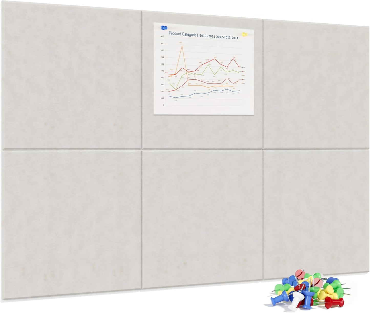 Neatsure Large Cork Board for Wall, Black Felt Bulletin Board with Pushpins, 36" x 24" 6 Panels Wall Tiles, Tack Push Pin Boards for Office