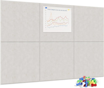 Neatsure Large Cork Board for Wall, Black Felt Bulletin Board with Pushpins, 36" x 24" 6 Panels Wall Tiles, Tack Push Pin Boards for Office