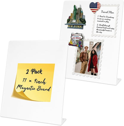 2 Pack Magnetic Board,Magnet Board,Metal Magnetic Bulletin Board,Magnet Display Stand for Home, School, Kitchen, Office (Black)