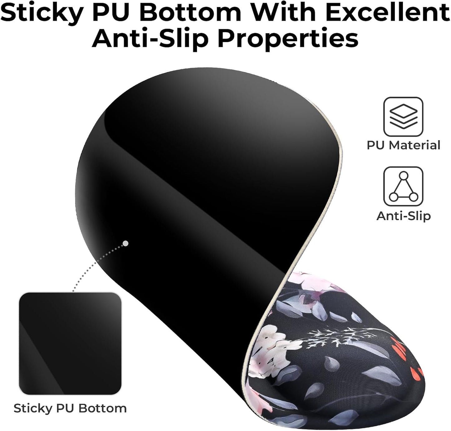 EooCoo Ergonomic Mouse Pad with Gel Wrist Rest Support, Middle Concave Design for Natural Wrist Alignment, Non-Slip Base Mousepad for Laptop, Computer, Office Desk Accessories, Carpal Tunnel Syndrome