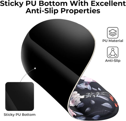 EooCoo Ergonomic Mouse Pad with Gel Wrist Rest Support, Middle Concave Design for Natural Wrist Alignment, Non-Slip Base Mousepad for Laptop, Computer, Office Desk Accessories, Carpal Tunnel Syndrome
