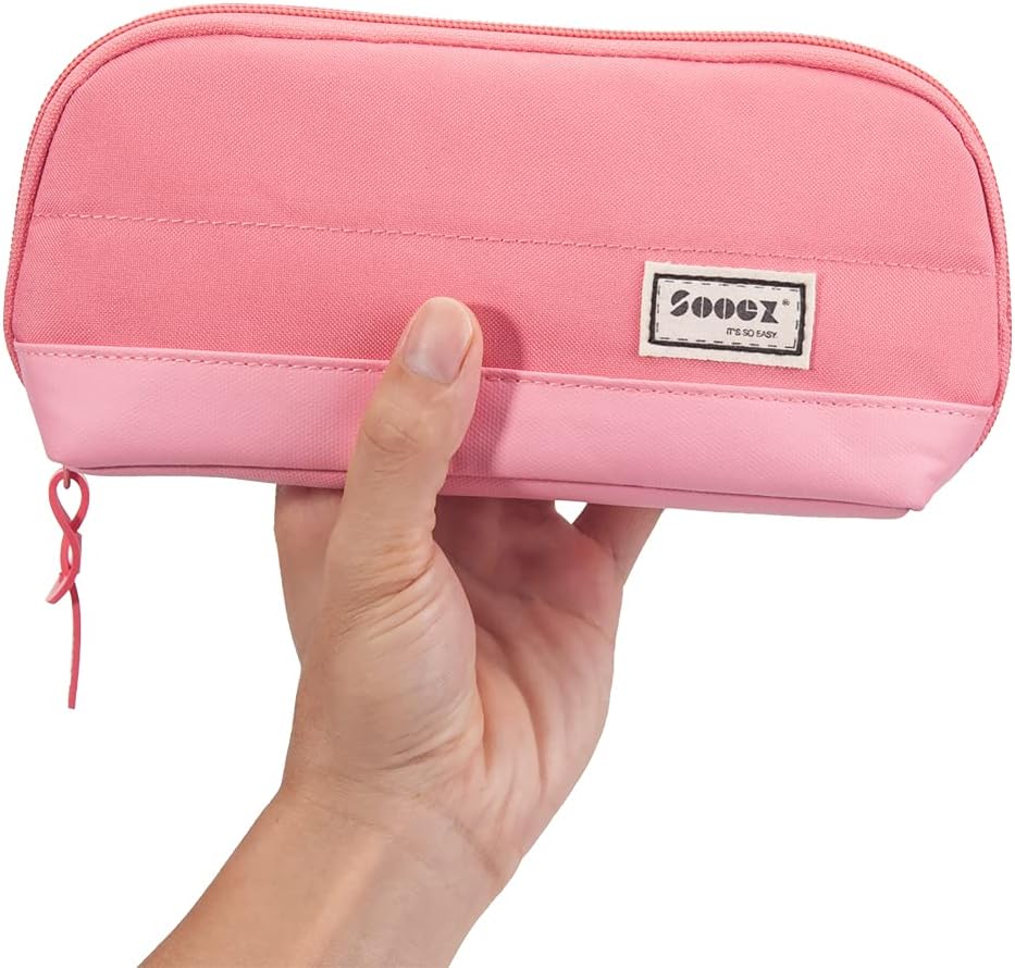 Sooez Wide-Opening Pencil Pen Case, Lightweight & Spacious Pencil Bag Pouch Box Organizer, Aesthetic Supply with Triangular Design for Adults, Grey