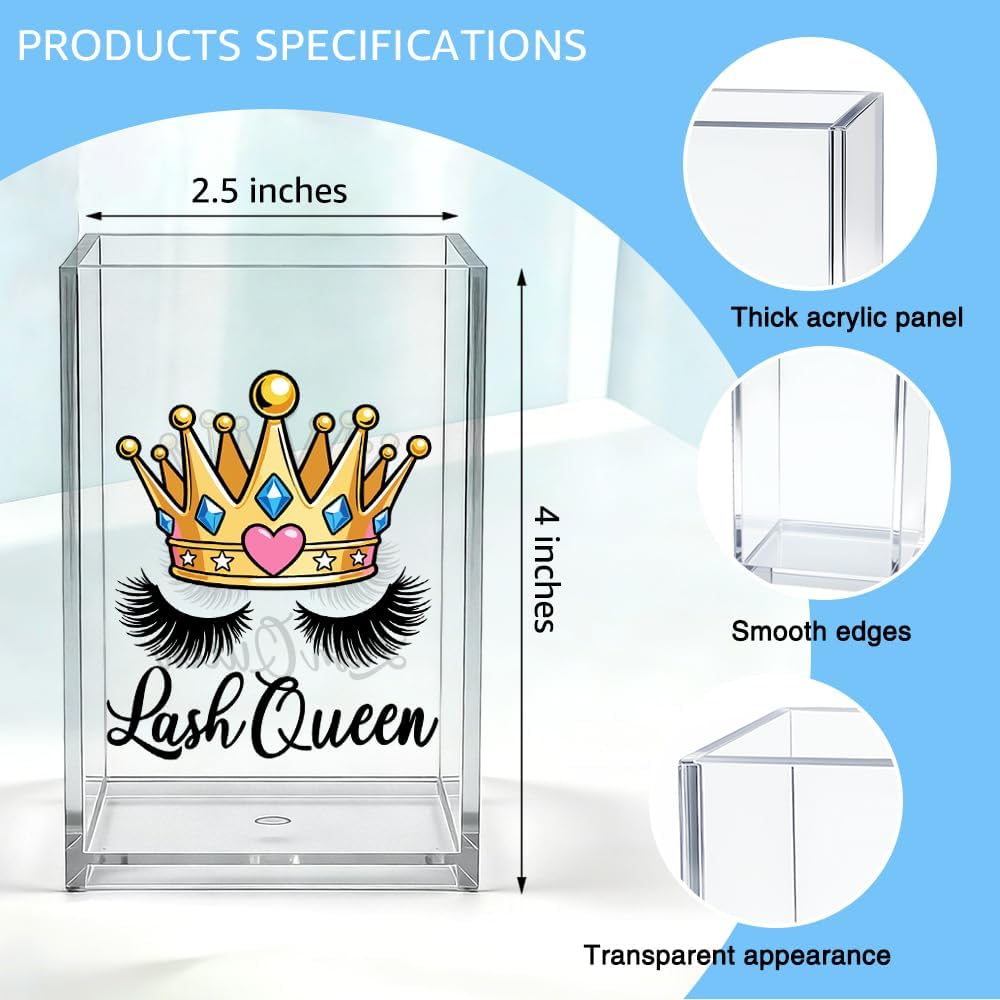 Lash Queen Acrylic Makeup Brush Organizer Holder, Lash Artist Desk Accessory Holder, Acrylic Desk Organizer Gifts for Make up Artist Eyelash Technician Cosmetologist Esthetician Beautician