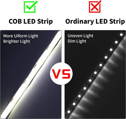 32.8FT/10M Blue COB LED Strip Light, 3200LEDS LED Tape Lights, High Bright CRI93+ Flexible Dimmable Light Strip for Bedroom TV Backlight Monitor Gaming Room Bar Decor(with Plug)