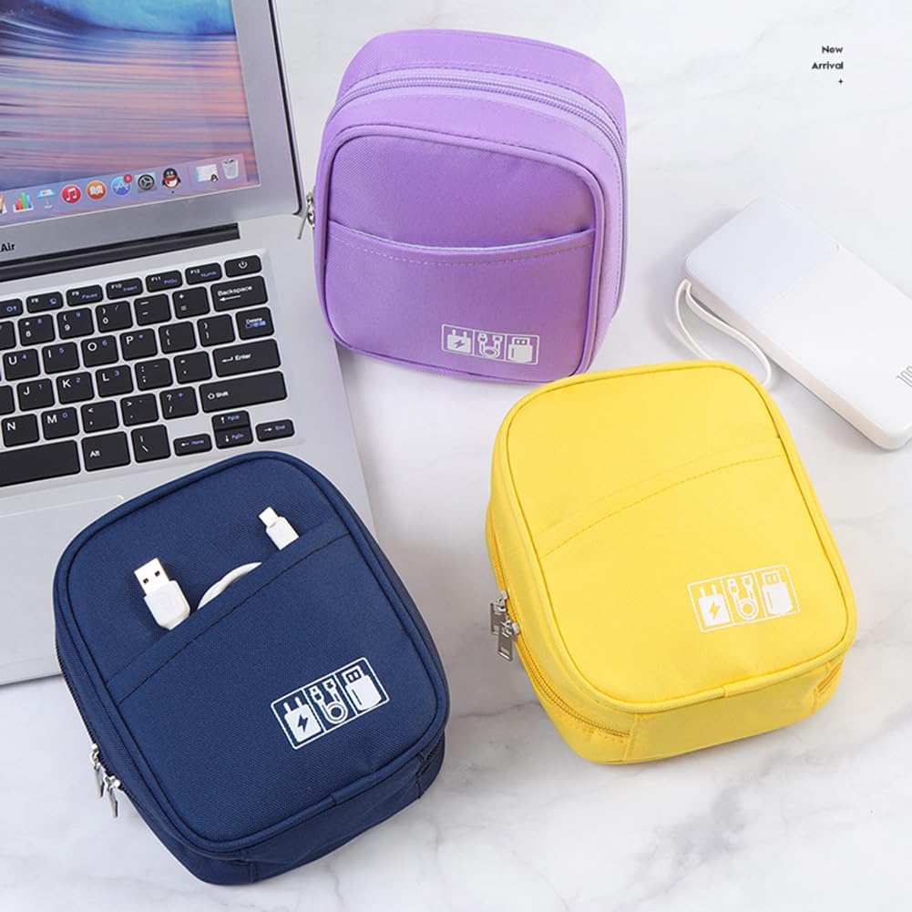 E-Tree Storage Pouch for Small Electronics and Accessories,Tech Bag,Electronic Organizer Case Compatible with MacBook Laptop Charger,Mouse,Cables,Hub,Power Bank,Earphone,Toiletries Cosmetics (Purple)