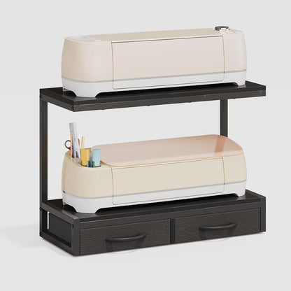 VENNQD Stand Compatible with Cricut Maker and Cricut Explore Air Series Stand Legs for 2 Cricut Machines Fully Open 2 Tier Desktop Craft Accessories Storage Organizer (White)