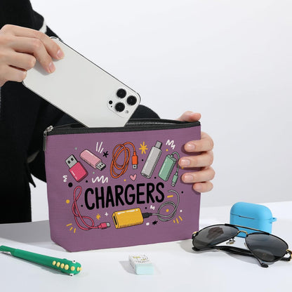 ZHAMEN 2 Pcs Cables Chargers Makeup Bag, Organizer Portable Pouch Purse Travel Essentials Organizer Cosmetic Bags for Women, Roomy Travel Makeup Toiletries Accessories, Birthday Gifts for Women