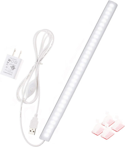 JUSJUBR 12-Inch Slim LED Under Cabinet Light with Memory Function, Warm White 3000K Dimmable USB Light Bar for Rooms