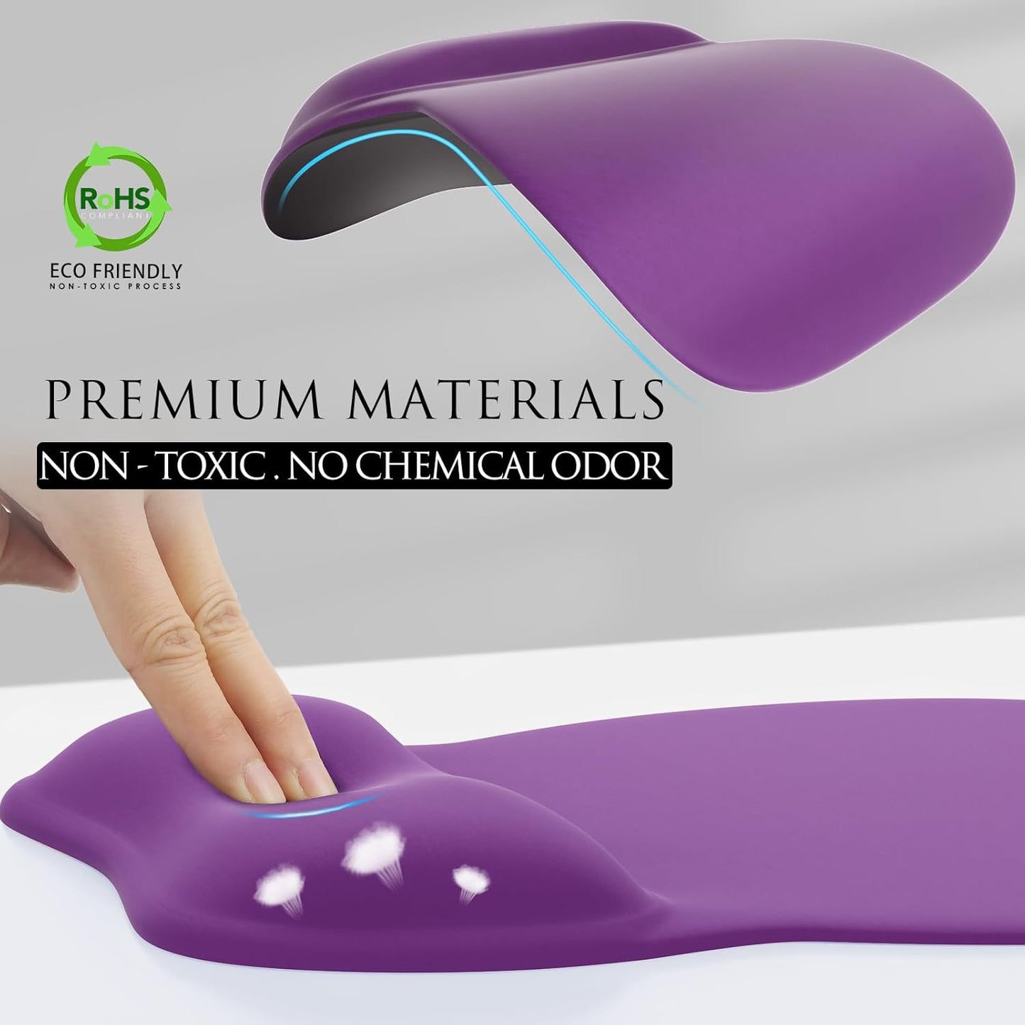 MROCO Ergonomic Mouse Pad with Gel Wrist Rest, Smooth Wrist Support Surface, Non-Slip PU Base for Pain Relief, Comfortable Mousepad for Computer, Laptop, Office & Home, 9.4 x 8.1 in, Black