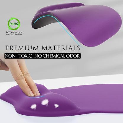 MROCO Ergonomic Mouse Pad with Gel Wrist Rest, Smooth Wrist Support Surface, Non-Slip PU Base for Pain Relief, Comfortable Mousepad for Computer, Laptop, Office & Home, 9.4 x 8.1 in, Black