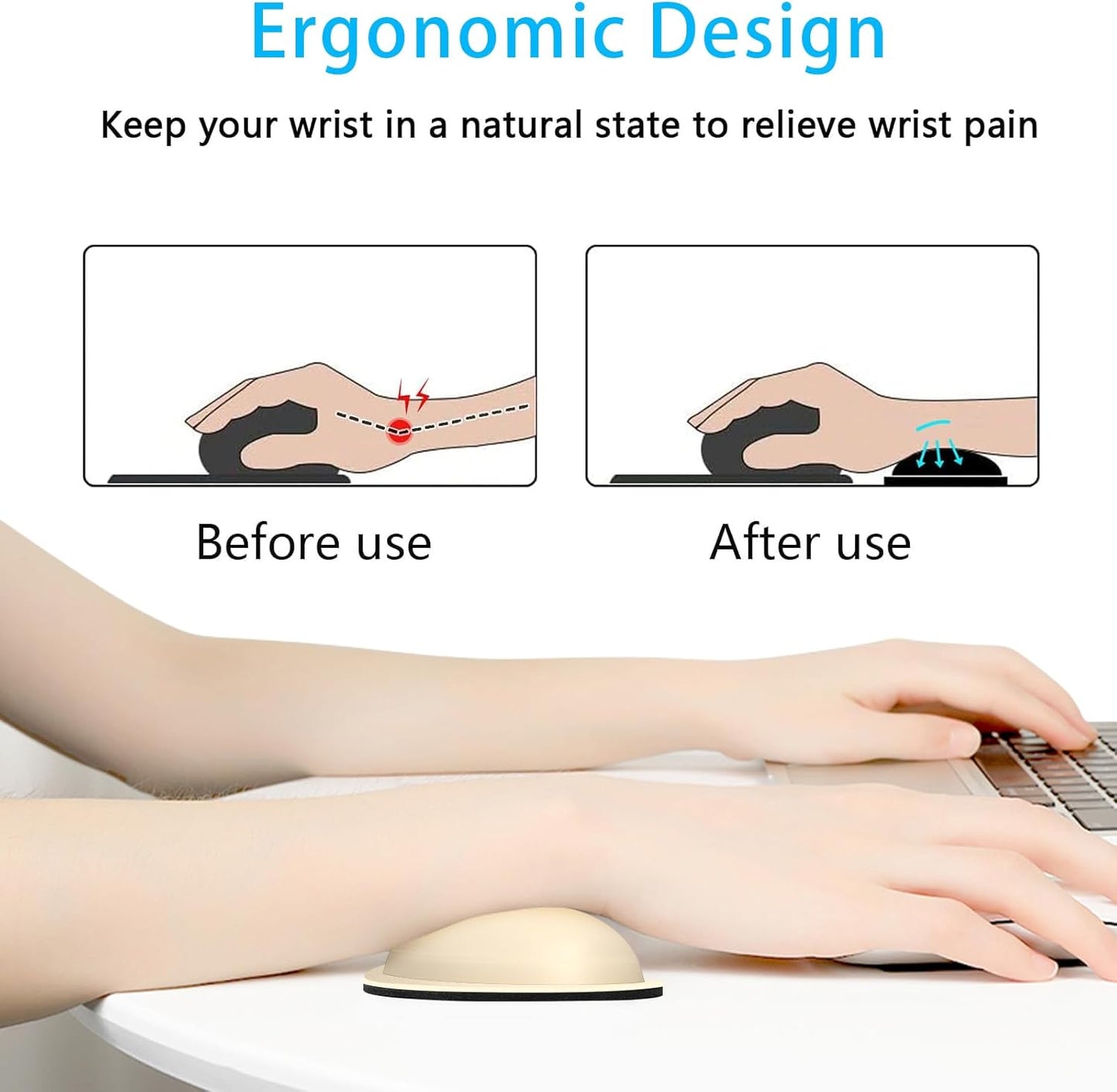 Dapesuom Mouse Wrist Rest, Ergonomic Memory Foam Mouse Wrist for Computer Desk Mats Support, PU Leather Hand Rest Pad Cushion for Gaming, Laptop, Men, Women, Pain Relief & Easy Typing, Black