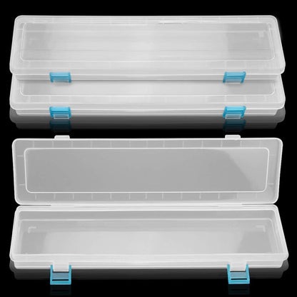 FIREBOOMOON 3 Pack Translucent Plastic Paint Brush Holder, Long Paint Brushes Watercolor Pens Pencils Drawing Tools Storage Box Container Case(13" x 2.8" x 1.4")