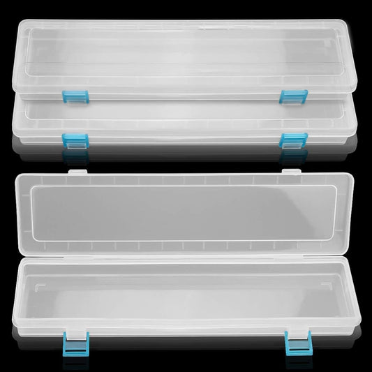 FIREBOOMOON 3 Pack Translucent Plastic Paint Brush Holder, Long Paint Brushes Watercolor Pens Pencils Drawing Tools Storage Box Container Case(13" x 2.8" x 1.4")