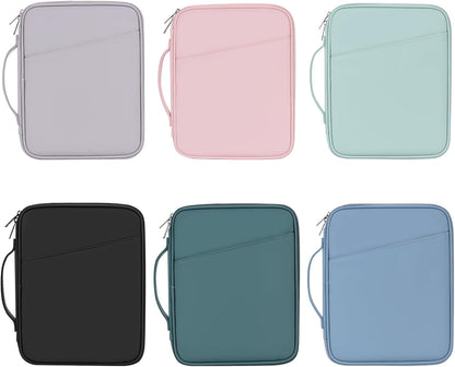 8-9 Inch Tablet Sleeve Bag, Padded Travel Pouch for Galaxy Tab A9 8.7/Tab A 8.4/Fire HD 8, Portfolio Style with Mesh Pocket and Compartments for Accessories (PU-Gray9)